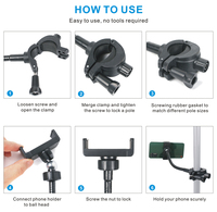 Support de téléphone pour support de micro, support de micro réglable à 360 ° pour iPhone, supports de téléphone pour support de musique pour tous les smartphones