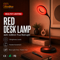 Lumière rouge saine 620 ~ 630/660/670nm Soins des yeux Luminosité à 3 niveaux Lampe de bureau/table à LED alimentée par batterie pour la lecture, l'étude et le travail
