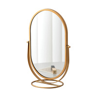 Nouveau miroir de maquillage personnalisé, miroir de bureau rotatif à 360 degrés, ovale, en métal argenté, miroir de dressing pour dortoir