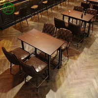 Meubles de restaurant de luxe modernes, tabourets de bar en métal, table et chaises en bois massif en cuir nordique pour bar, boîte de nuit