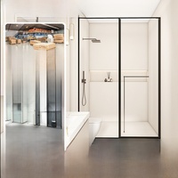 Lineaire minimalistische volledig inbouw glazen schuifdouchedeur geïntegreerde badkamerpartitie prefab badkamer modulaire doucheruimte