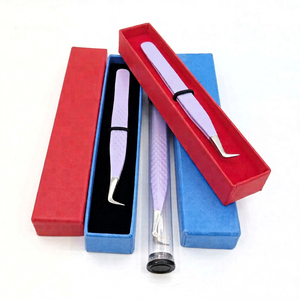 Professional Best 90 Degree Purple <b>Powder</b> Coating Eyelash Extension Tweezers Diamond Grip Silver Tip Stainless Steel - Product Image 1