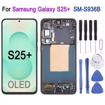 OLED LCD Screen Digitizer Full Assembly with Frame for Samsung Galaxy S25+ SM-S936B Replacement LCD Display