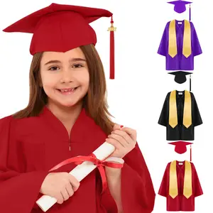 큰 스톡 어린이 졸업 학교 가운 패턴 아이 하이 퀄리티 유치원 졸업 모자 및 가운