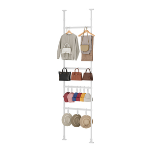 Clothing Organizer Standing Type Stainless Steel Rectangle Multifunctional For Entryway Wall <b>Hooks</b> Coat Rack With <b>Hooks</b> <b>Clips</b> - Product Image 5