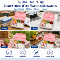 Boîte à lunch en acier inoxydable 304 à 5 compartiments, étanche et portable, pour adultes, adolescents et enfants, personnalisable OEM ODM