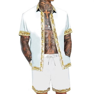<span class=keywords><strong>Abbigliamento</strong></span> da <span class=keywords><strong>uomo</strong></span> leggero e <span class=keywords><strong>Casual</strong></span> da <span class=keywords><strong>uomo</strong></span> con stampa hawaiana completo in due pezzi per Waffle da vacanza al mare - Product Image 5