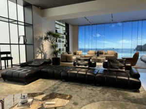 Giá tốt nhất ý Modular góc sofa sang trọng Đồ nội thất phòng khách đặt sofa da - Product Image 4