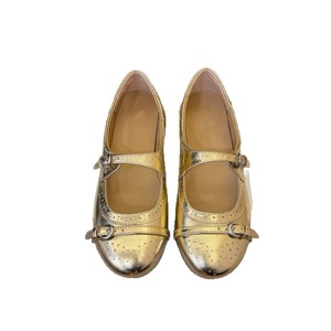 Zapatos planos Mary Jane con punta redonda y cierre de hebilla con correa en T de charol para mujer, color dorado y negro, talla 36 37 38 39 40 - Product Image 5