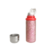 Tumbler Titanium Murni 17oz Dinding Ganda Bebas BPA Tutup Lipat Satu Tekan Anti Bocor Sedotan Tetap 500ml Retensi Panas 12 Jam Tali Pegangan