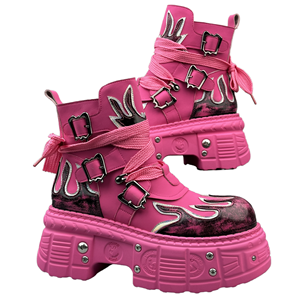 Men's 2025 Winter New Short Lace-Up High-Top Thick-Soled Rubber Outsole Mesh Lining Genuine Leather Upper Solid Toe - Product Image 1
