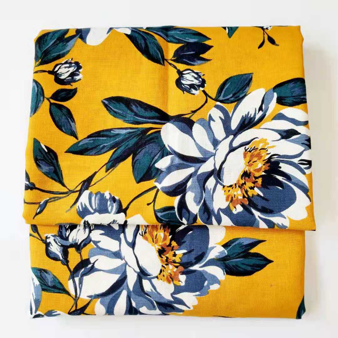 Фабричная розетка, хлопчатобумажный Льняной материал, льняной французский льняной с узором камелии