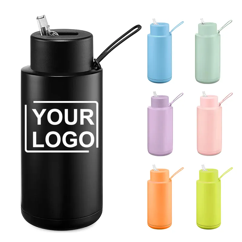 Wholesale 34oz Double Wall Insulated Vacuum Stainless Steel Gym Sport Ceramic Lined Reusable Water Bottles With Custom Logo