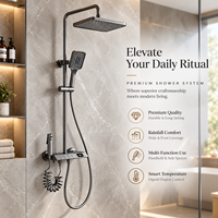 Douche murale thermostatique moderne à affichage numérique, pressurisée, couleur cuivre, avec inverseur pour eau froide et chaude