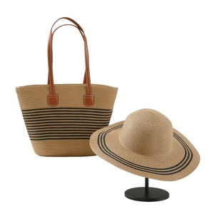 Custom Straw Hat and <b>Bag</b> Womens <b>Large</b> Capacity Straw woven Tote with Hat Summer <b>Beach</b> Shoulder <b>Bag</b> for Shopping Camping - Product Image 3