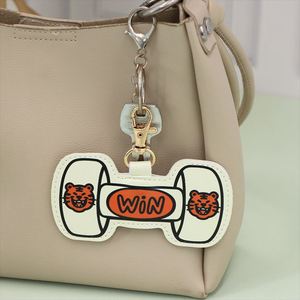 Dumbbell Shape Fitness Keychain Creative PU Leather <b>Key</b> <b>Ring</b> Holder <b>Bag</b> Charm Workout Souvenir Pendant - Product Image 2