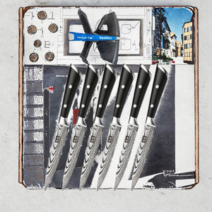 Ensemble de 6 couteaux à steak <span class=keywords><strong>SHAN</strong></span> <span class=keywords><strong>ZU</strong></span> Classic en acier inoxydable à haute teneur en carbone de 5 pouces, dentelés et écologiques - Product Image 2