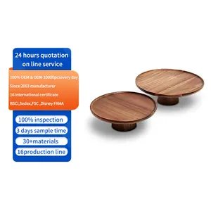 Ensemble de <span class=keywords><strong>2</strong></span> présentoirs à gâteaux en bois d'acacia naturel, support à gâteaux pour mariage d'anniversaire, idéal pour les fêtes et pour le service - Product Image 1
