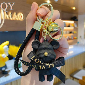 QY Kawaii <b>Bear</b> Keychain Cartoon Doll Pendant <b>Cute</b> Bag Charm Key Ring Car Hanging Accessory Gift for Women - Product Image 6