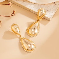 Boucles d'oreilles pendantes vintage en métal double couche en forme de goutte pour femmes, style rétro, accessoires quotidiens, bijoux, cadeaux