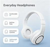 Headphone Nirkabel Over Ear, Headset Stereo Hi Fi dengan Mikrofon Internal Sensitif untuk Panggilan Video dan Kelas Jarak Jauh