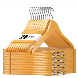 20 Pack Wood Clothes Hangers Smooth Finish Wooden Coat Hangers for Closet Solid Wood Hangers