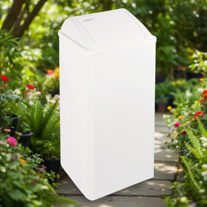 Cestino per rifiuti con coperchio 80 L in plastica bianca per uso interno ed esterno - Product Image 3