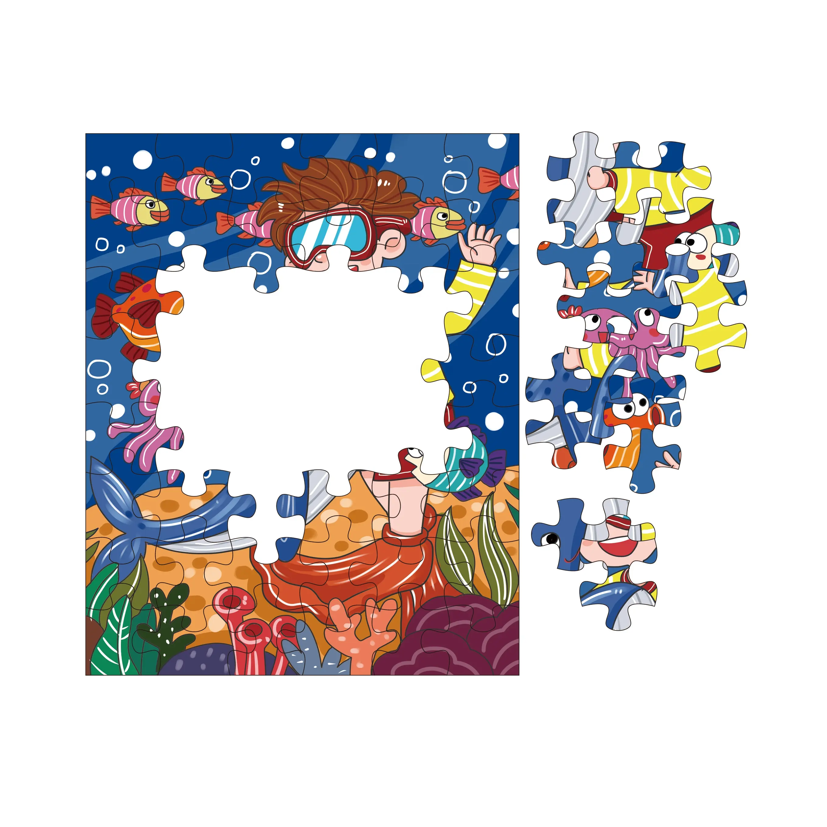 Creative DIY Cartoon Image 2mm 500pcs Puzzle Custom Kids Intellectual Jigsaw Puzzle Games