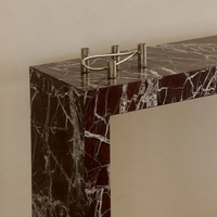 Table console rectangulaire en marbre naturel Rosso Lavanto, mobilier moderne de luxe léger pour salon, style minimaliste italien