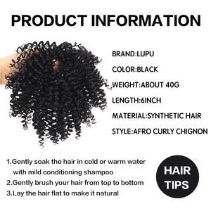 Perruque synthétique YUMO style boucles crépues, couleurs mélangées, chignons et queues de cheval pour femmes, avec élastiques et bandeaux - Product Image 2