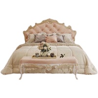 Meilleures ventes, lit de taille king de haute qualité, style rococo, bouton antique doré, meubles sculptés, ensemble de chambre à coucher classique royal