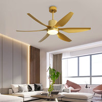 Ventilateur de plafond à pales droites Golden ABS 6 pales 65 pouces, moteur BLDC, salon, salle à manger, ventilateur de plafond avec lumière