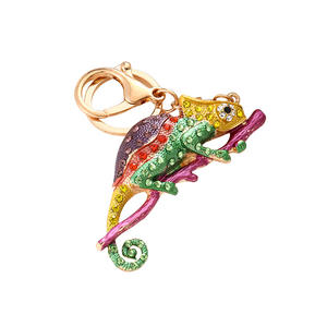 Lüks mikro açacağı kübik kristal <span class=keywords><strong>Gecko</strong></span> anahtarlık okul çantası için renkli hayvan kertenkele kolye anahtarlık - Product Image 5