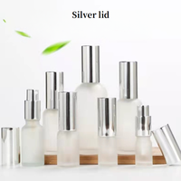 Flacons cosmétiques en verre dépoli avec estampage doré et sérigraphie, forme pompe pulvérisateur, emballage 5ml/10ml/15ml/30ml/50ml/100ml