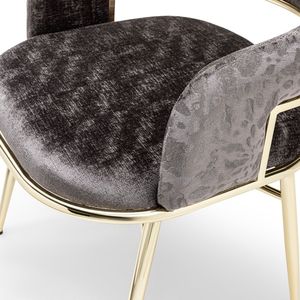 Chaise de salle à manger moderne de luxe en métal Rosse, revêtement en tissu marron, pieds en acier, mobilier pour la maison, Turquie - Product Image 6