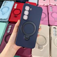Coques de téléphone intelligentes BAILI Factory populaires en silicone liquide avec texture macaron et support anneau pour Samsung S22/S23/S24/26 Plus/A57
