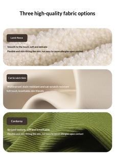 <span class=keywords><strong>Canapé</strong></span> trois places en tissu crème, résistant, amovible et lavable, pour salon, chambre, petit appartement, tendance sur internet - Product Image 4