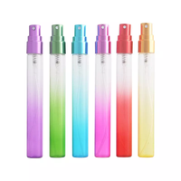Emballage cosmétique dégradé rouge bleu jaune bouteille en verre avec pulvérisateur en aluminium bouteille de parfum en verre mince rechargeable 10ml