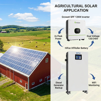 Onduleur MPPT Growatt SPF 4-12KW pour réseau, système énergétique en silicium monocristallin, batterie LiFePO4 16KWh, 240VAC, 6000 cycles, alimentation de secours
