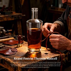 Botella de Vidrio Cilíndrica de <span class=keywords><strong>750</strong></span> ml Personalizada de Fábrica con Tapón de Goma y <span class=keywords><strong>Sello</strong></span> Dorado para Licores Premium (Vodka, Whisky, Tequila) - Product Image 3