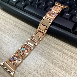 Apple Watch Band Series用ジュエリーダイヤモンドファッションストラップ7 SE 6 5 43 iWatch用の女性用絶妙なメタルブレスレット40/44MM 38/42MM