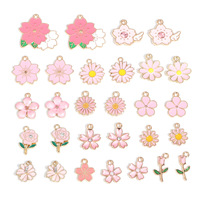 Breloques Fleurs Roses Mignonnes pour la Fabrication de Bijoux, Pendentifs Émaillés Sakura, Marguerite, Rose pour Bracelets, Colliers, Porte-clés DIY et Artisanat