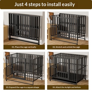Kolay Kurulum, Montaj Gerektirmez, Katlanabilir, Güçlendirilmiş Demir Kare Boru Kutu Köpek Kafesi, Büyük/Orta Boy Köpekler İçin, Her Mevsim İç Mekan Ev Tipi - Product Image 3