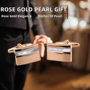 Mancuernillas de Oro Rosa con Madreperla para Hombre, Clip de Corbata para Traje, Elegante Accesorio para Boda y Esmoquin, Personalizado, el MEJOR - Product Image 2