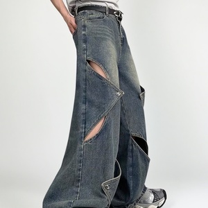 Pantalones Vaqueros Anchos Holgados con Estilo Desgastado y Rotos para Hombre, Estilo Y2K, Hip Hop, Pantalones de Mezclilla de Pierna Ancha, Moda Urbana 2025 - Product Image 3