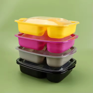 Conteneur alimentaire jetable, boîte à emporter jetable, boîte à lunch bento à 2 compartiments, anti-fuite - Product Image 6
