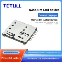 Connecteur de carte SIM NANO IoT 5G TETULL 6+1P de type auto-éjectable avec broche de détection normalement fermée