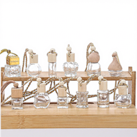 Diffuseurs d'arômes pour voiture en verre, pendentifs parfumés suspendus avec couvercle en bois, décorations de véhicule, contenants d'huile parfumée écologiques et réutilisables