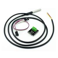 DS18B20 Temperature Sensor Module Kit Waterproof 100CM Digital Sensor Cable Stainless Steel Probe Terminal Adapter