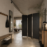 Paravent pliant mobile en contreplaqué marin, cloison roulante personnalisée pour la séparation d'espaces (maison, studio, boutique)